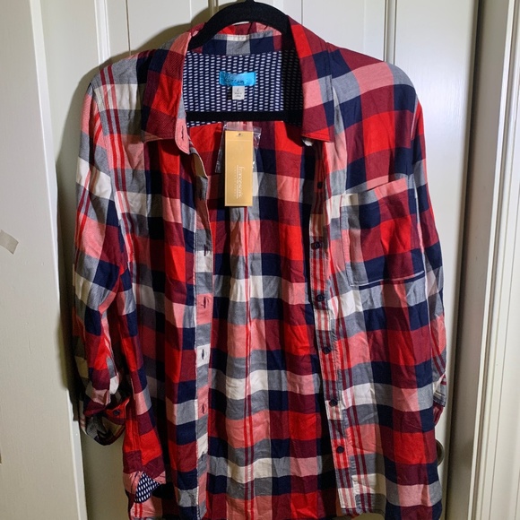 Francesca's Collections Tops - red, black, white flannel Francesca's Collections Tops - red, black, white flannel